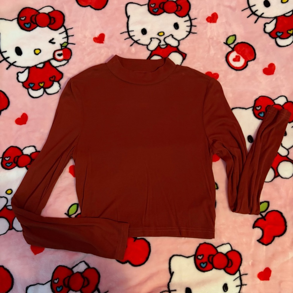 SHEIN Burgundy High Neck Crop Top